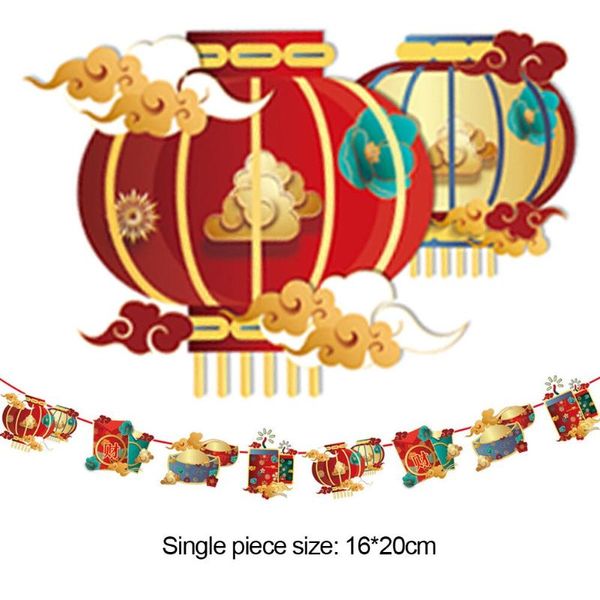 Decoración de fiesta, cartel del año chino, bandera de tracción, linternas de tigre de dibujos animados, diseño de escena del Festival de primavera, decoración del hogar, guirnaldas