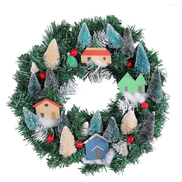 Décoration de fête de Noël – Couronnes de Noël pour porte d'entrée, couronne de village de Noël, décoration de vacances, mur de maison, fenêtre intérieure.