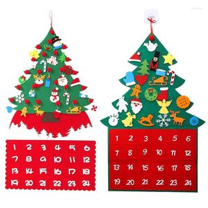 Decoración de fiesta Calendario de Adviento de Navidad 24 días Bolsillo Fieltro Árbol Cuenta regresiva Colgante Dulces Regalos DIY Decoraciones