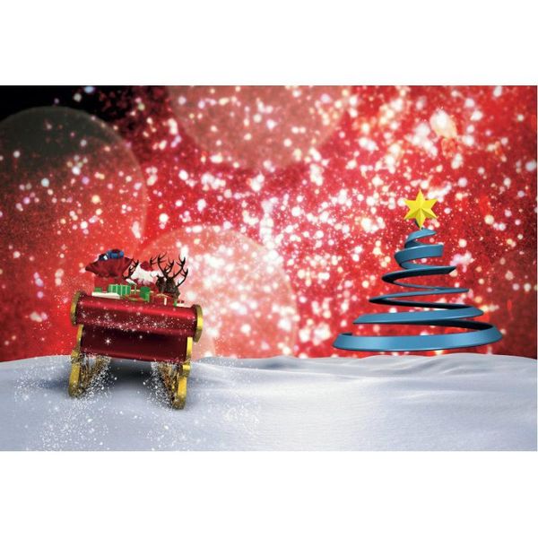 Party Decoration Christmas Cartoon Cartoon Sleigh Red Shiny Pographic Fethay Year Year Anmas PO Booth Studio Props