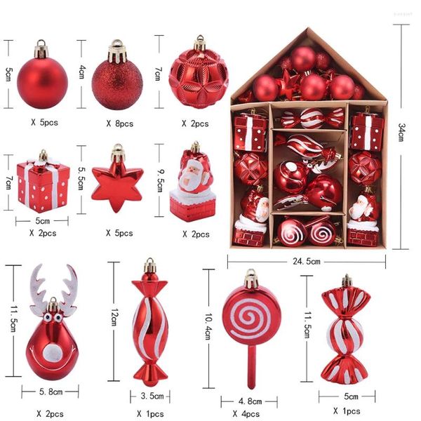 Décoration de fête de Noël Ball Plastique Plastic Set Tree Tree Lollipop Prophes PEINTED Gift Package