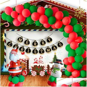 Décoration de fête Ensemble de ballons de Noël 10 Pouces Rouge Vert Noël Latex Dessin Animé Père Noël Bonhomme De Neige Feuille D'aluminium Hélium Ballons Dbc Vt1 Dhkjm