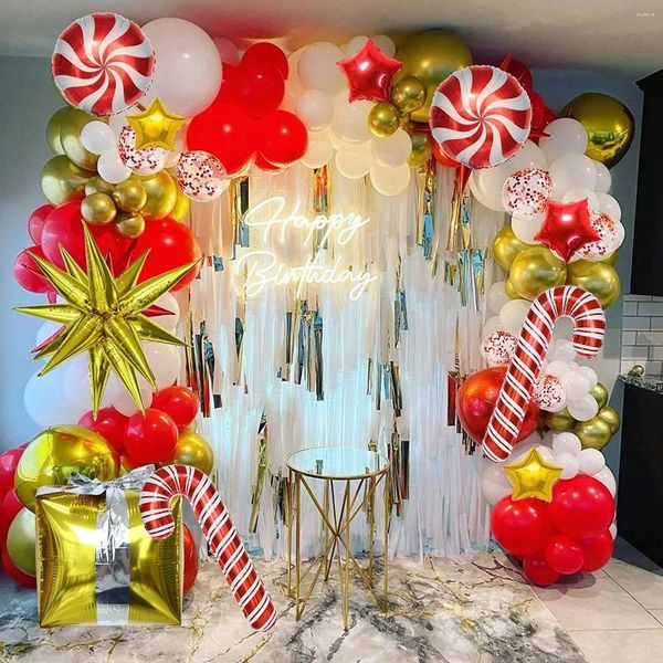 Party Decoration Christmas Balloons Garland Red White Balloon Arch Star Santa Claus Candy Foil Merry Christams Décorations décorations
