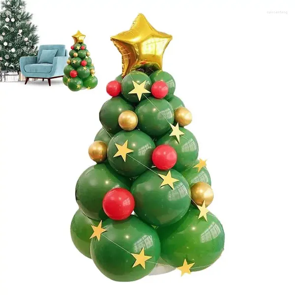 Decoración de fiesta Globos de Navidad Kit de pie Látex verde para entradas de casas Patios