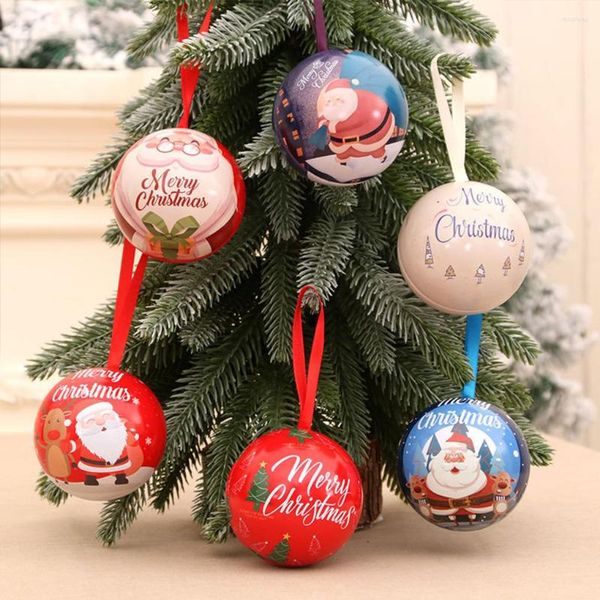 Decoración de fiesta, bola de caramelo de Navidad, tarro de Chocolate, regalo de hierro de dibujos animados, soporte para monedas, adorno de árbol