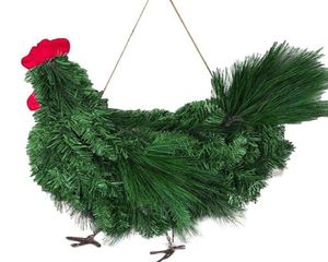 Décoration de fête décoration de Noël Forme de poulet suspendue couronne de coq de bricolage maison salon de fête de fête décor de mur de fête W3435435