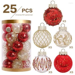 Feestdecoratie Kerstversiering Rood Goud Boutique PET Geschilderde Ballenset Boom