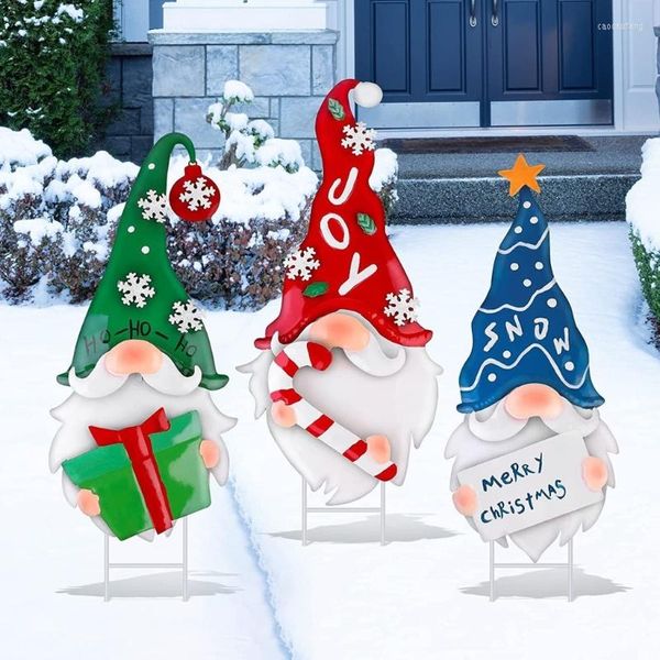 Décoration de fête Décorations de Noël Panneau de cour avec pieu Imperméable Gnome Piquets pour extérieur Jardin Pelouse Chemin Décor de vacances B03E