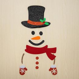 Feestdecoratie kerstdeur raamstickers sneeuwpop Santa Claus Moose Head Sticker Decorations for Home Happy Year 2024 Decor
