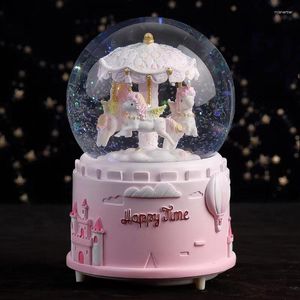 Decoración de fiesta Regalos de Navidad The Crystal Ball Merry-Go-Round Regalo de cumpleaños Table Top Music Box