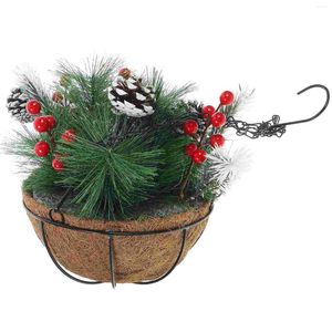 Décoration de fête de noël, panier suspendu brillant, créatif, pendentif de fleur de noël, scène décorative en plastique