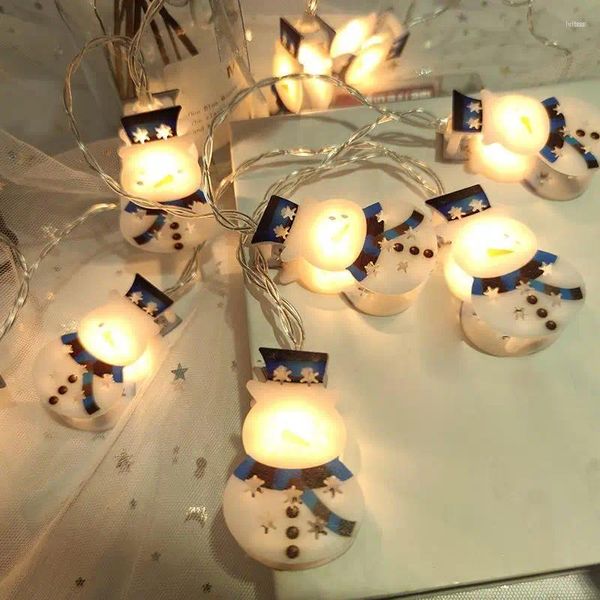 Decoración de fiesta Luces navideñas Muñeco de nieve Luz de cadena decorativa 20 m 20 LED 2024 Año