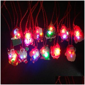 Décoration de fête Collier de Noël Enfants Plastique Père Noël Pendentif Enfants Cadeau LED Luminescence Halloween Haute Qualité 0 95Js HH Dhqft