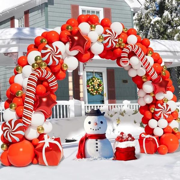 Party Decoration Christmas Red Balloon Kit Ballons en or blanc Garland Arch Boad Box Candy Cane Star Kid Noël Accueil
