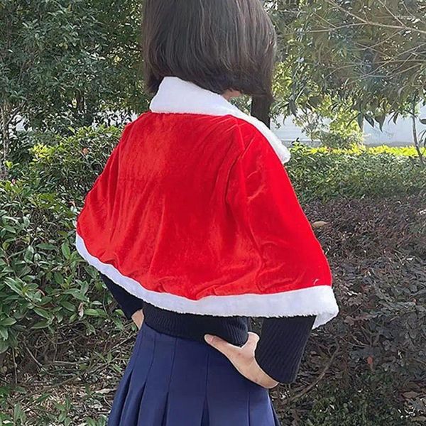 Decoración de fiesta Chales de Navidad para mujeres Mantón rojo Niños Adulto Cape Golden Velvet Cosplay Disfraz