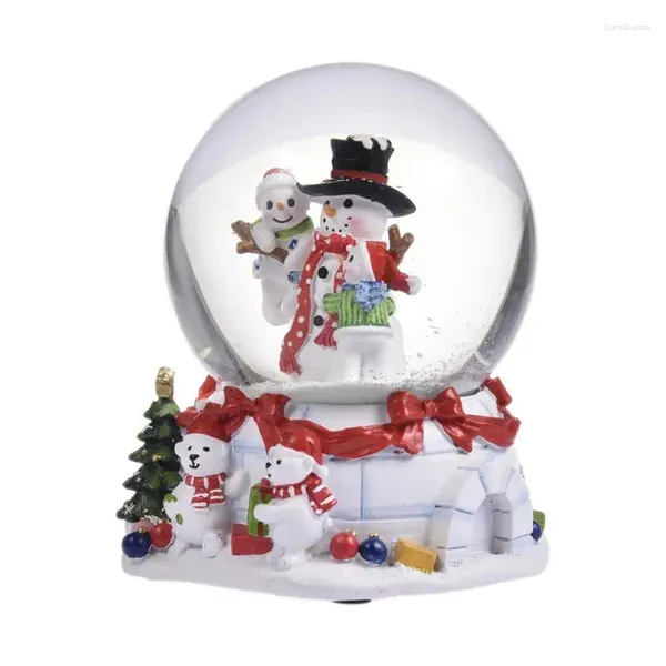 Boule de cristal bonhomme de neige de noël, décoration de fête, boîte à musique, accessoires de décoration pour la maison, ornements de bureau