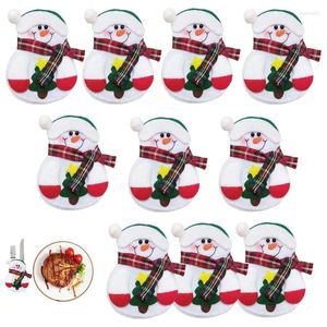 Feestdecoratie Kerst Servies Cover |Bestekhouders Love Snowman zilverwerk dinertafeldecors