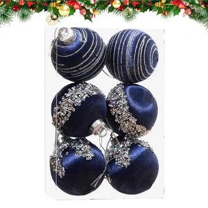 Party Decoration Christmas Tree Ball Shatterproof ballen ornamenten fluweel set met metalen snaar 6pcs kit pool