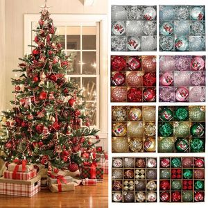 Decoración de fiesta Bolas de árbol de Navidad 42/44 piezas 6 cm Bola grande Decoraciones multicolores Conjunto de adornos para el hogar