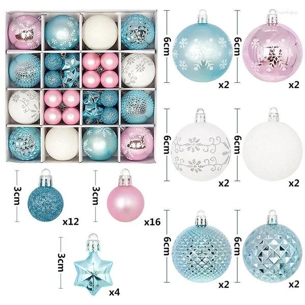 Décorations de fête Boules d'arbre de Noël 44pcs 3/6 Cm Décorations multicolores Adornos Navidad 2024 Ensemble d'ornements de Noël pour la maison