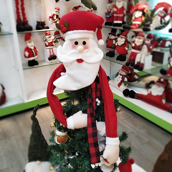 Decoración de fiesta, adornos para árboles de Navidad, adorno Hugger con sombrero, bufanda larga, brazo flexible para el hogar, centro comercial, decoraciones de Navidad