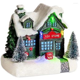 Décoration de fête de Noël Village House Guilding Collectible Figurines LED Light Noël décor à la maison Accent Dorations de table Cadeau pour femmes