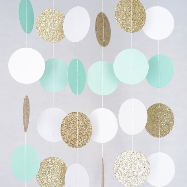 Décoration de fête Circle Circle Paper Garland Streamer Fort de fond de 10 pieds de long Livraison de paillettes or de glitter en or blanc 2022 Mxhome AMDN9