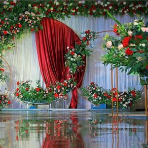 Décoration de fête cercle arc de Mariage fond étagère en fer forgé accessoires décoratifs bricolage rond Mariage fleur ballon