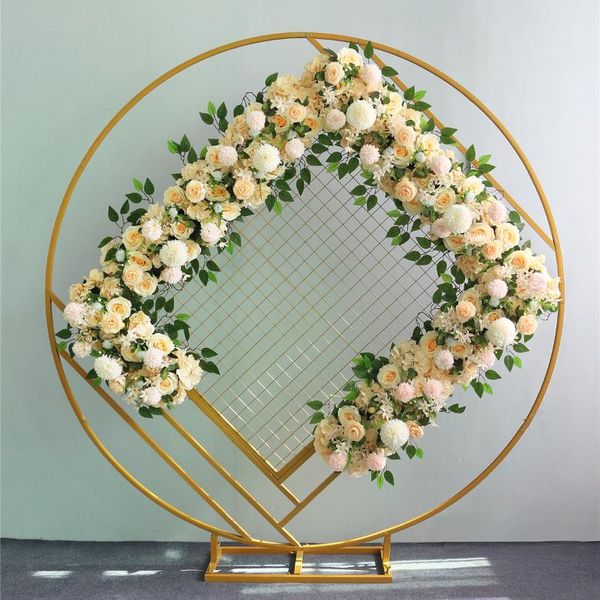 Décoration de fête cercle arc de mariage mariage toile de fond fond métal anneau créatif intérieur Rectangle grille maison fête