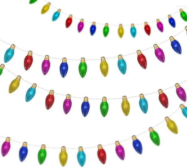 Decoración de fiestas Classic Colorful Light Bulb Garland Christmas Hanging Banner Streamer Full Streamer Backdrop para cumpleaños