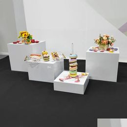Décoration de fête claire noir blanc carré cube buffet table montants