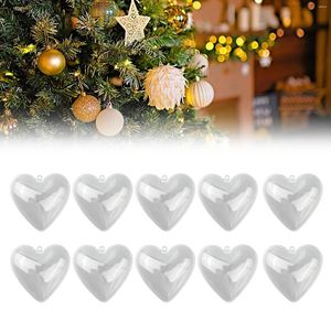 Décoration de fête Baubles de coeur à remplissage transparent Favors de mariage en plastique décor de l'année d'amour de Noël