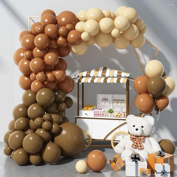 Décoration de fête café marron Ballon guirlande arc Kit mariage anniversaire enfants Latex Ballon bébé douche fille garçon