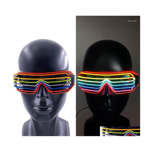 Décoration de fête Colorf LED Lunettes El Light Up Shades Clignotant Rave Costume Masque Night Show Glow Fournitures Décors de Noël Drop Del DH8XS