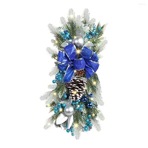Feestdecoratie Draadloos Prelit Trap Kerstkransen Voor Voordeur Hangende Ornamenten Binnen Buiten Blauw