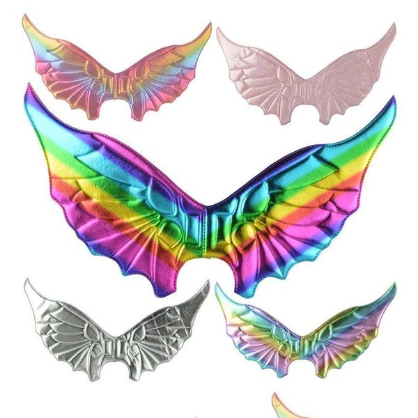 Decoración de fiestas Cosplay Wing Halloween Bat Dinosaur Dragon Wings Festival Rainbow Metic Color Featend Disfraz de disfraces