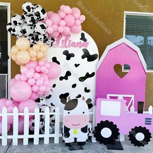 Feestdecoratie cowgirl ballonnen garand arch kit roze crème perzik koe print meisje verjaardag baby shower benodigdheden
