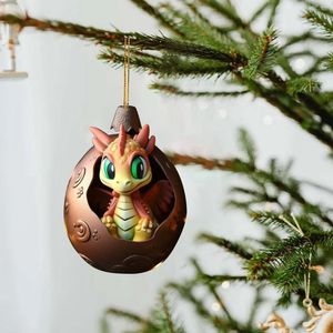 Décoration de fête cristaux artisanaux Grands acryliques de Noël dragon bébé pendentif flying œuf de l'oeuf peint à la main