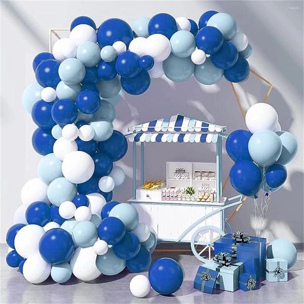 Fête décoration crème beige bleu balloons garland arc kit kids garçon anniversaire baby shower baptême baptême