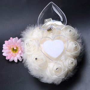 Feestdecoratie creatieve chique hartvormige bloemen valentijnsdag cadeau ring kussen kussen pincushion huwelijk huwelijks decoraties