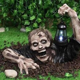 Décoration de fête créative halloween zombie terreur effrayant décor d'horreur statue lanterne légère pour jardin extérieur à la maison