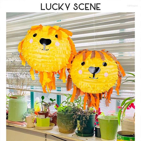 Party Decoration Creative Lion Handheld Paper Lantern Cartoin Cartoon Handmade Birthday Thème pour les enfants S01607