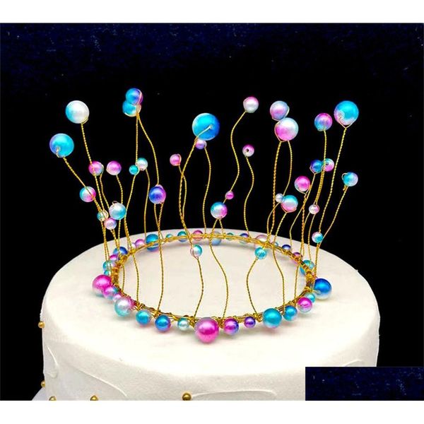 Fête Décoration Couronne Gâteau Topper Anniversaire Perle Diadème Baby Shower Xb Drop Livraison Maison Jardin Fournitures De Fête Événement Dhcfh