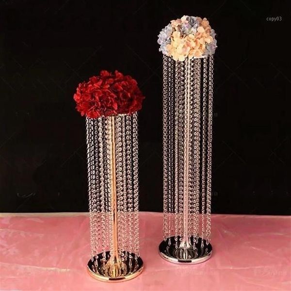 Décoration de fête supports de fleurs en cristal, lustre en acrylique, Vase de mariage, centre de Table pour événement, plomb de route 1405274Z