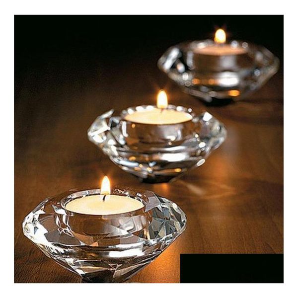 Décoration de fête Cristal Verre Diamant Coeur Photophore Bougeoir Par Marque - Faveurs De Mariage Élégantes Et Décor Avec Boîte-Cadeau Drop D Dhqk0