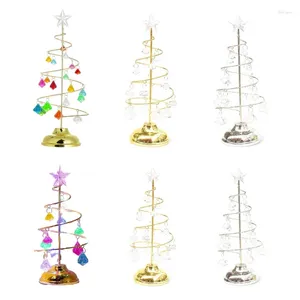 Decoración de fiestas Cristal Estrella de hierro Árbol de Navidad con luz LED Pequeñas decoraciones de lámparas de mesa de Navidad para año hogareño