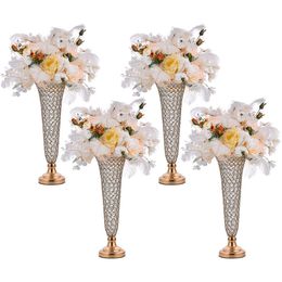 Décoration de fête Crystal Trumpet Vases Table Centres de table Metal Event Event Floor Road Flowers Flowers Pot Drop Livrot Home G DH807