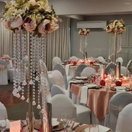 Decoración de fiesta Centro de mesa de boda de cristal Accesorios de fondo Portavelas Mesa Flor Banquete Metal Rack Florero