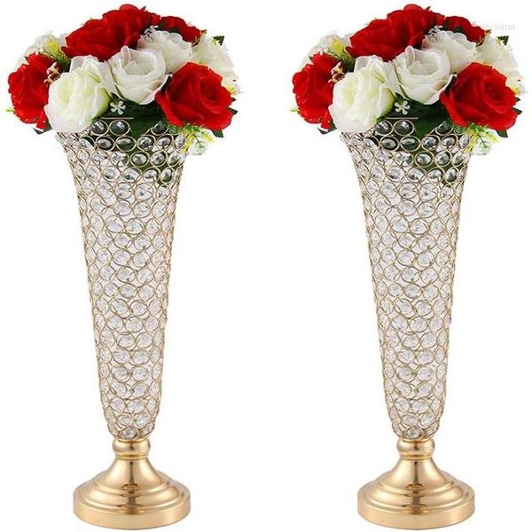 Vase à fleurs en cristal pour décoration de fête, pour Table artificielle, pièce maîtresse décorative, support pour événement Q400