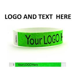 Decoración de fiesta Bandas de festival personalizadas Pulsera de papel Tyvek para eventos Pulseras con impresión de texto 221128 Entrega de gota Dhivr